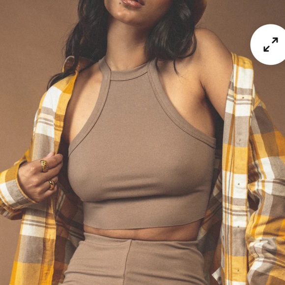 Staple and Hue mocha racer raw edge tan top size medium - Picture 3 of 8